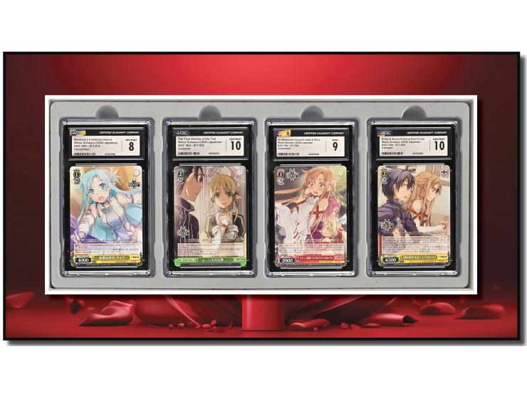 This curated set of four Weiss Schwarz Sword Art Online 10th Anniversary cards is a magnificent visual feast. Woven together 